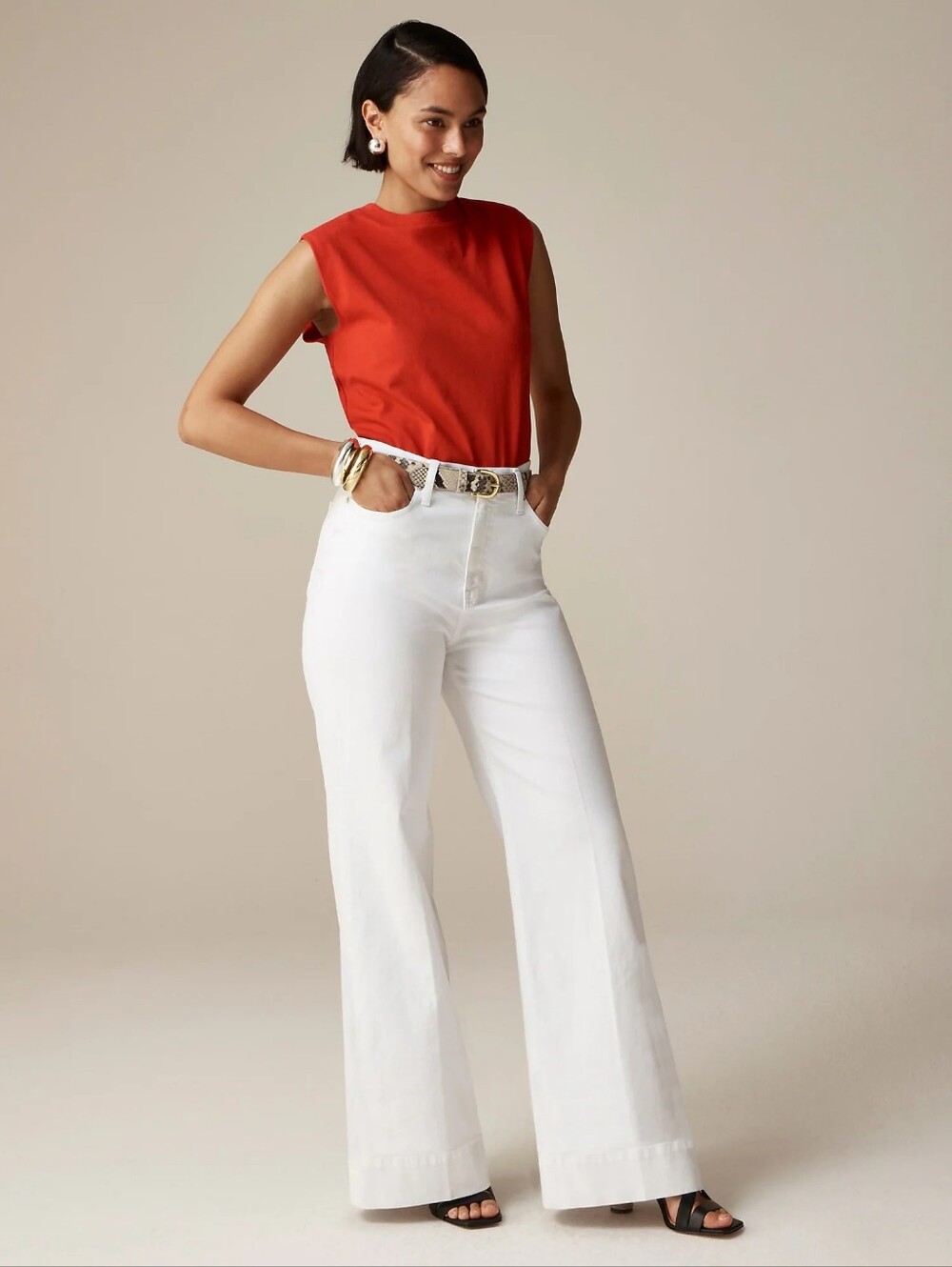 J. Crew Wide-Leg Denim Trousers in White Denim